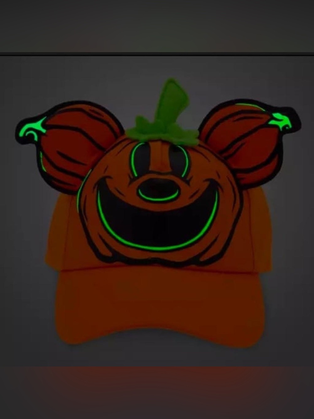 Disney Mickey Pumpkin Hat - Halloween Mickey's Pumpkin Jack-o'-Lantern cap NWOT - Picture 3 of 5